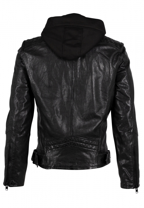 Jacheta piele biker barbati Slim Mauritius DARYON negru [2]