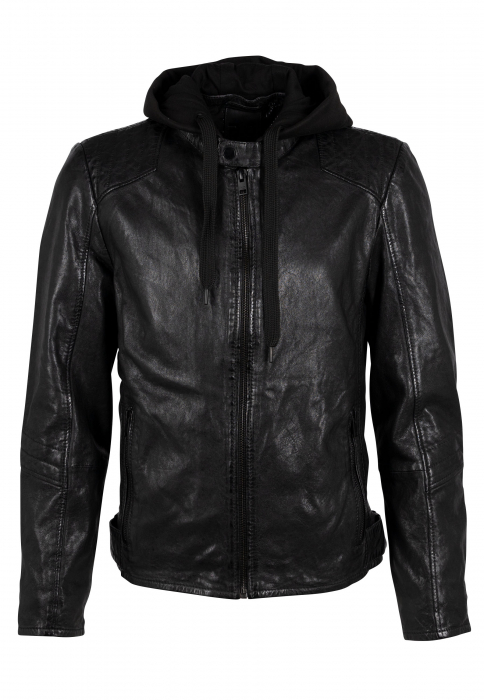 Jacheta piele biker barbati Slim Mauritius DARYON negru [1]