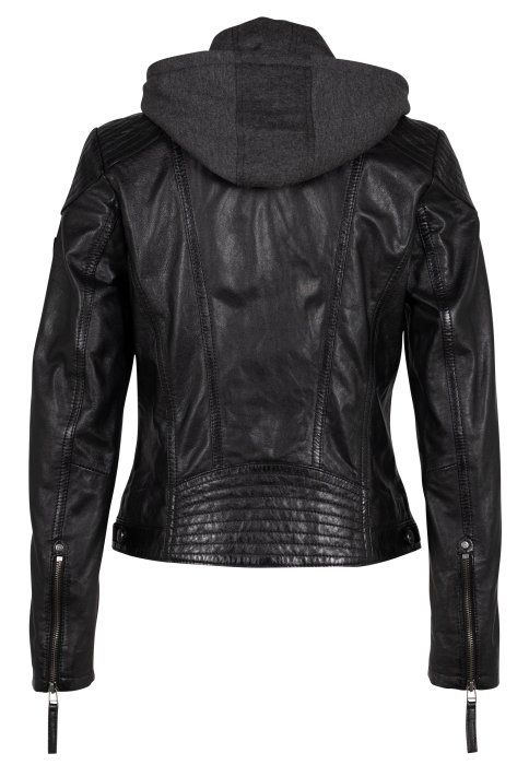 Jacheta biker piele gluga dama Regular MAURITIUS Cacey negru [2]