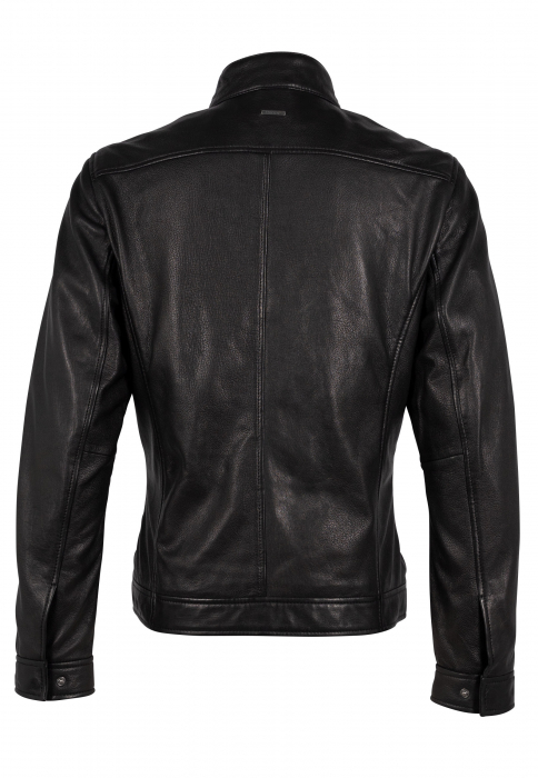 Jacheta piele biker barbati Comfort Mauritius Bandu negru [2]