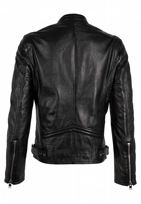 Jacheta piele biker barbati Slim Mauritius 2.0 NAMID negru [2]