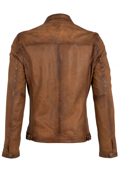 Jacheta piele biker barbati Slim Mauritius HIET maro [2]