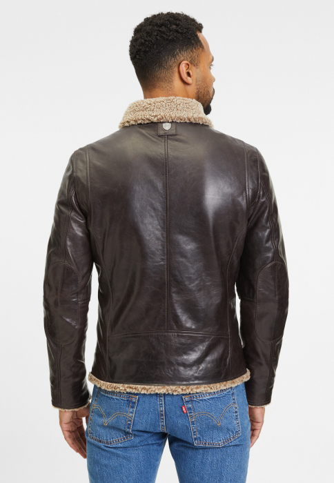 Jacheta piele biker Regular GIPSY Letro maro inchis [5]