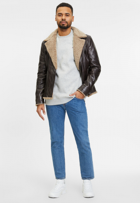 Jacheta piele biker Regular GIPSY Letro maro inchis [6]