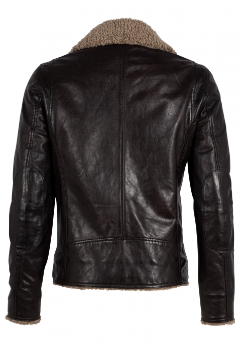 Jacheta piele biker Regular GIPSY Letro maro inchis [2]