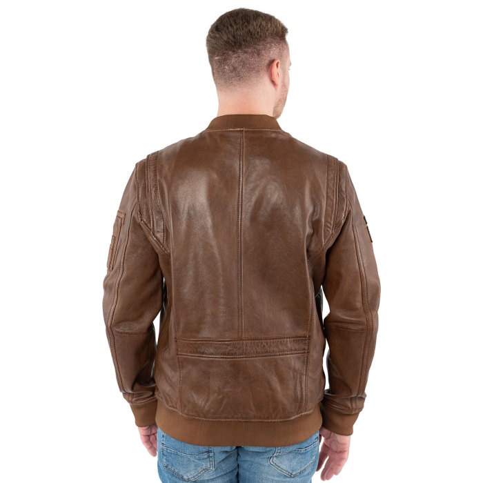 Jacheta piele pilot barbati MAURITIUS Airpilot coniac [4]