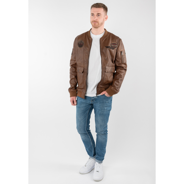 Jacheta piele pilot barbati MAURITIUS Airpilot coniac [6]