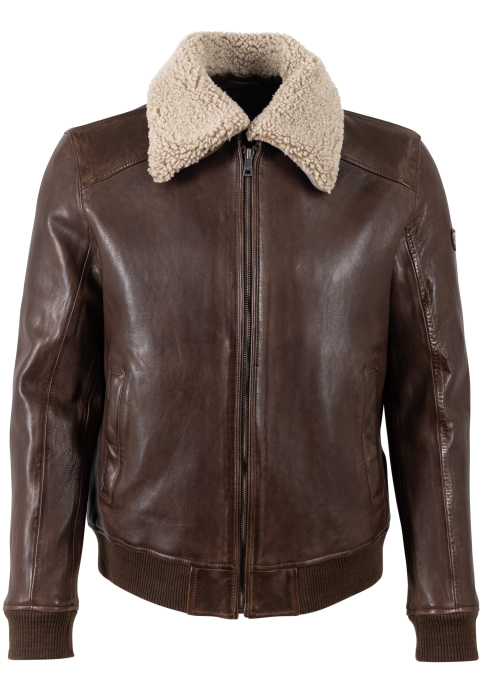 Jacheta piele bluzon barbati MAURITIUS Brovig maro [1]
