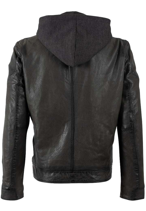 Jacheta biker piele gluga barbati MAURITIUS Charlik verde inchis [2]