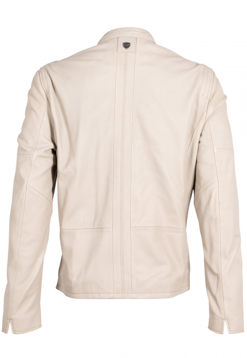 Jacheta piele biker barbati Regular MAURITIUS Comao crem [2]