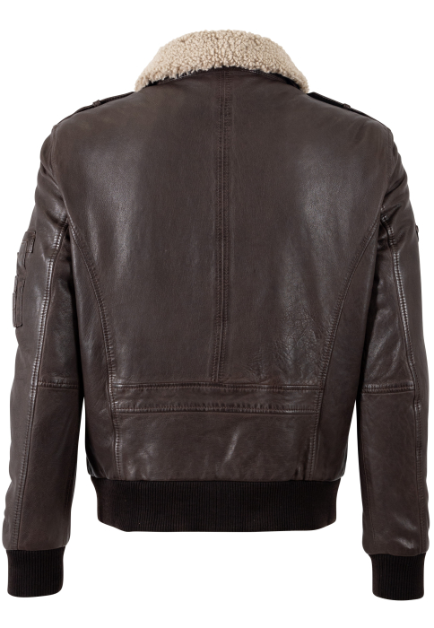 Jacheta piele pilot barbati Regular MAURITIUS Cruise maro inchis [2]