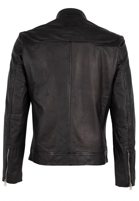 Jacheta piele biker barbati Regular MAURITIUS Levian negru [2]