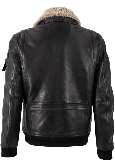Jacheta piele pilot barbati Mauritius STARPILOT Regular Fit negru [2]