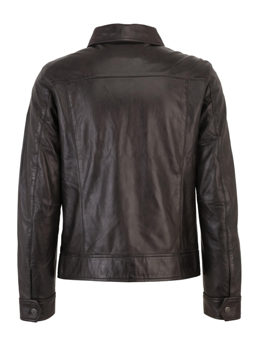 Jacheta barbati piele eleganta Regular MAURITIUS Vylli maro inchis [2]