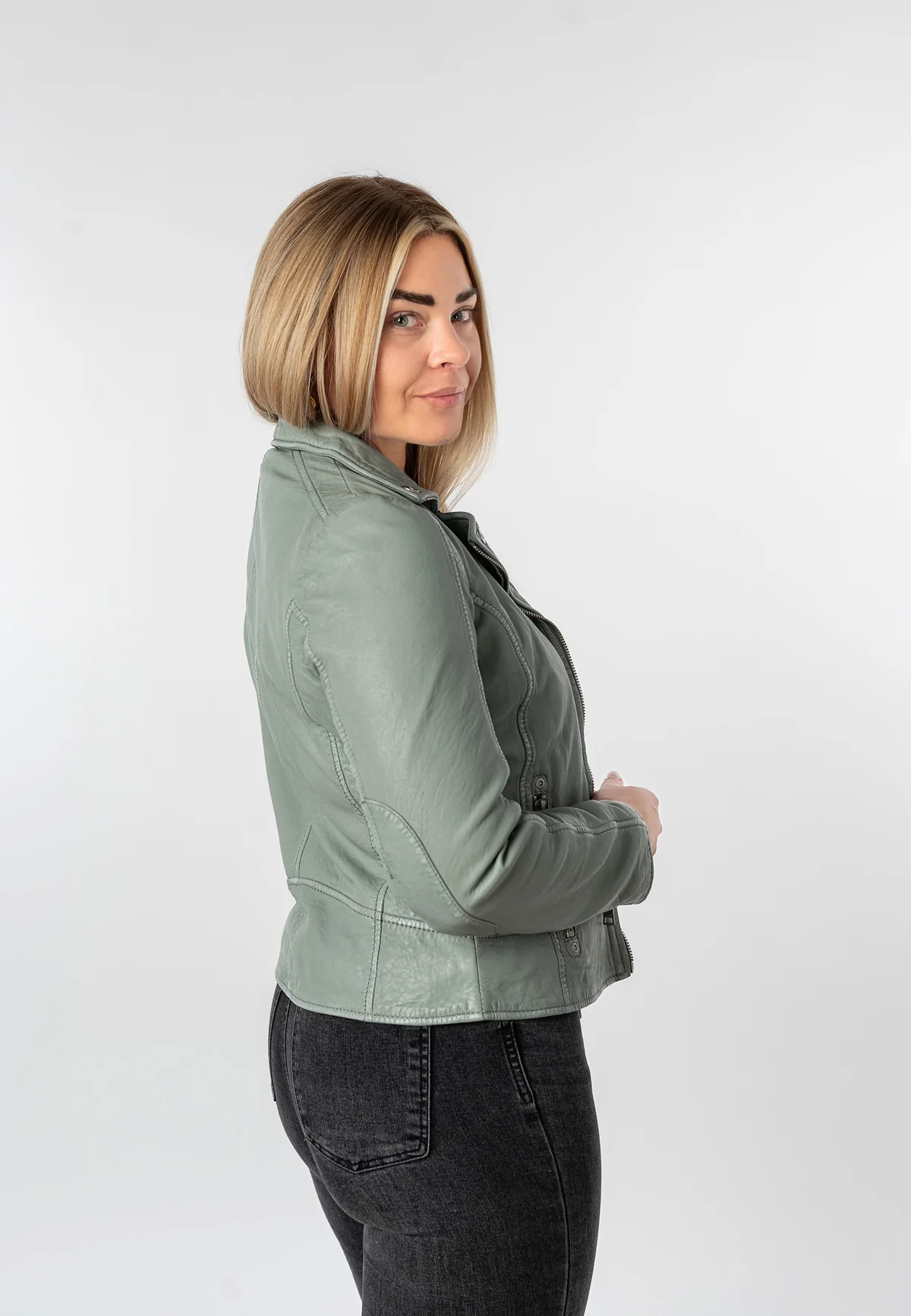 Jacheta biker femei piele Mauritius Bajah vernil [5]