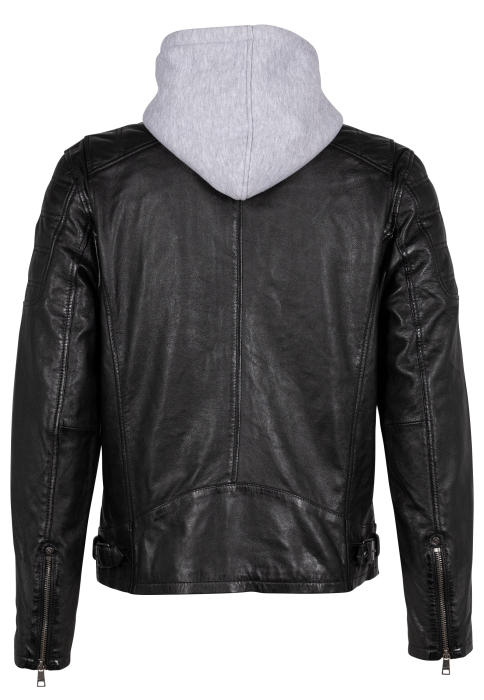 Jacheta biker piele gluga barbati MAURITIUS RYLO negru [2]
