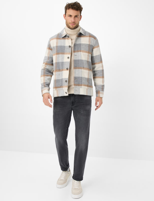 Jacheta overshirt flanel barbati BRAX SANTIAGO  crem carouri [5]