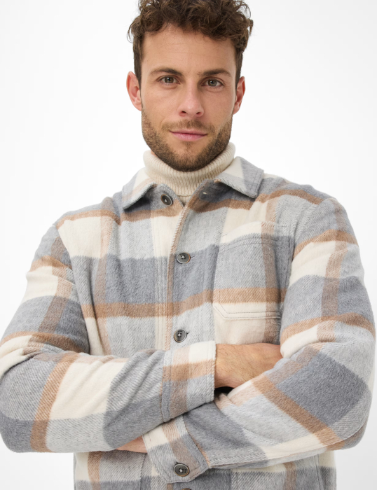 Jacheta overshirt flanel barbati BRAX SANTIAGO  crem carouri [6]