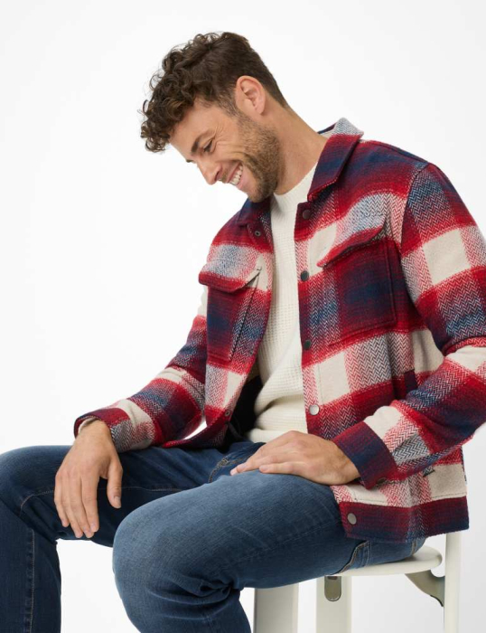 Jacheta overshirt barbati BRAX SANTIAGO rosu carouri [5]