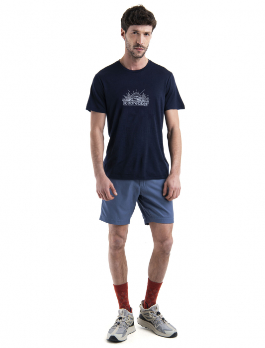 Tricou merino barbati ICEBREAKER Grown Naturally bleumarin print montan [3]
