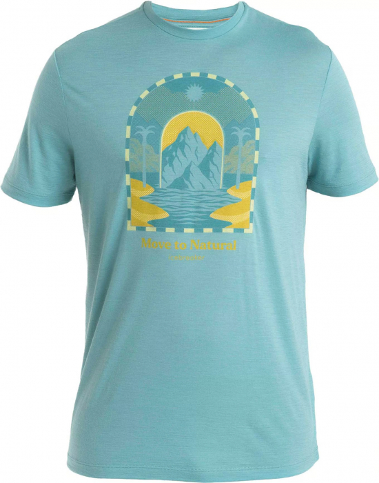 Tricou merino 150 barbati ICEBREAKER Mount Gateway turcoaz deschis print montan [1]