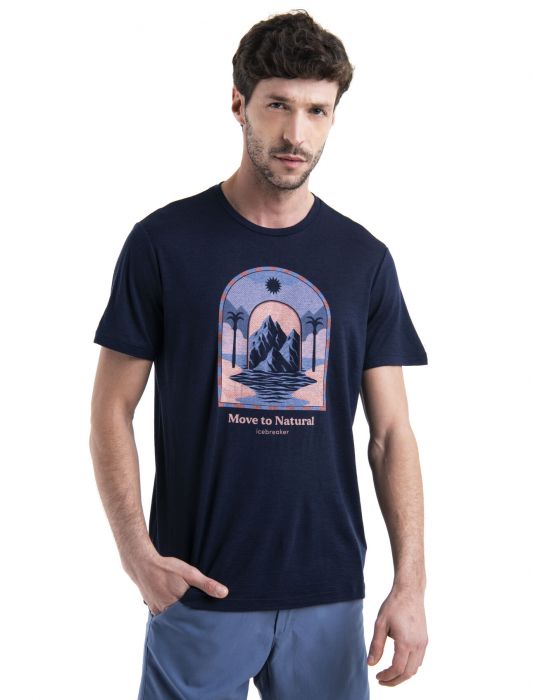 Tricou merino 150 barbati ICEBREAKER Mount Gateway bleumarin print montan [4]