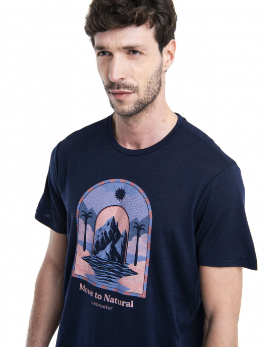 Tricou merino 150 barbati ICEBREAKER Mount Gateway bleumarin print montan [6]