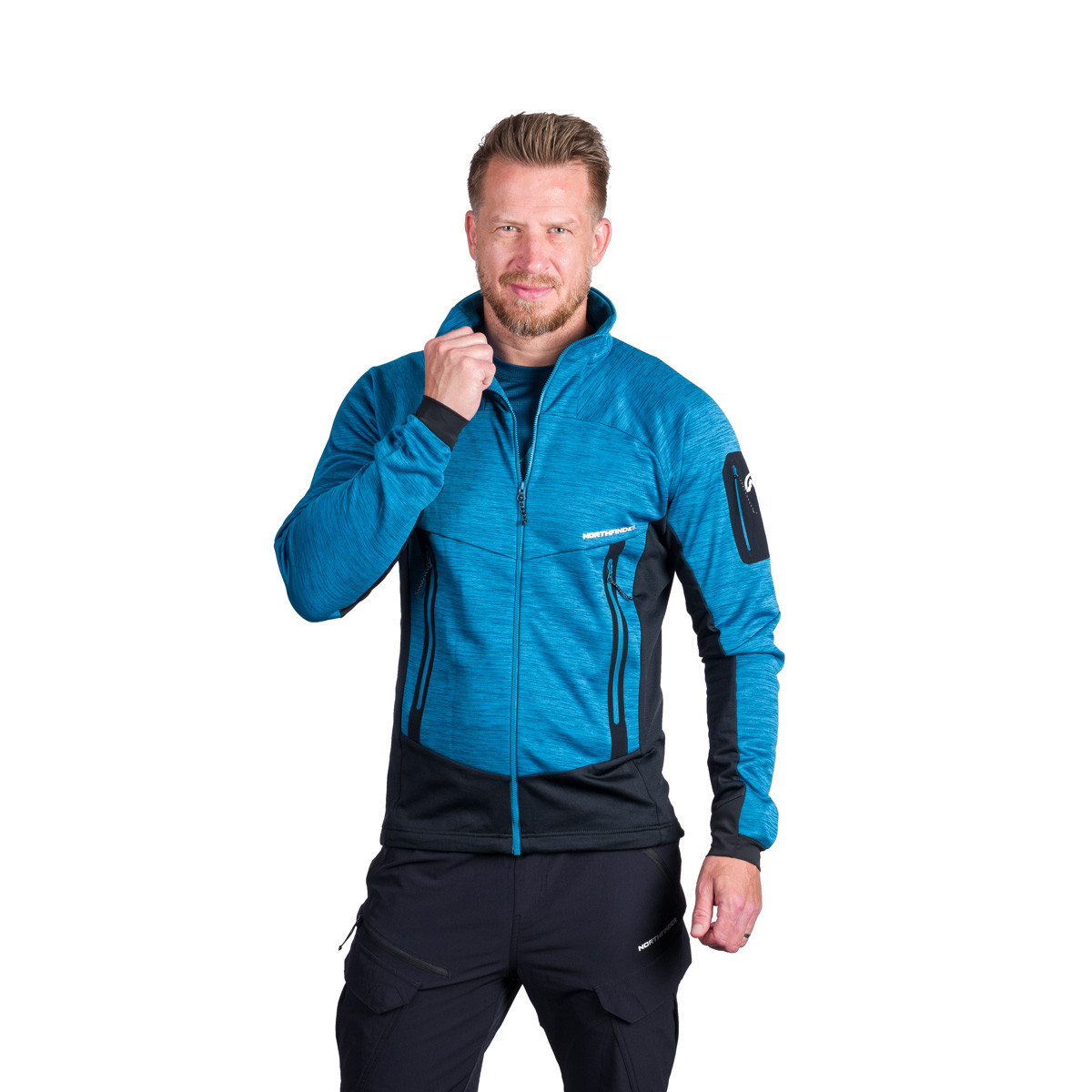 Bluza midlayer multisport barbati fleece NORTHFINDER GENNARO albastru/negru [3]