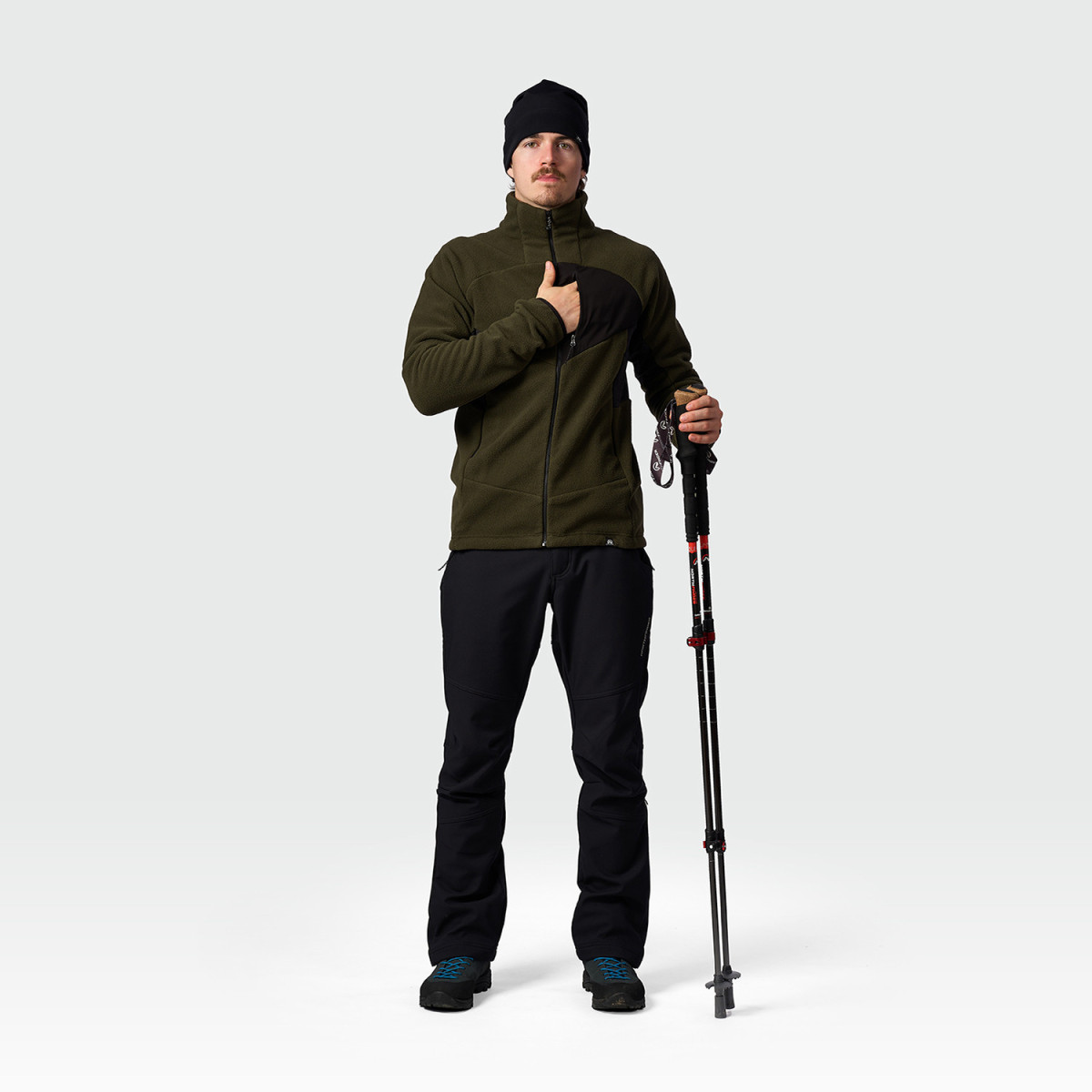 Hanorac fleece barbati NORTHFINDER SALVA negru/kaki [4]