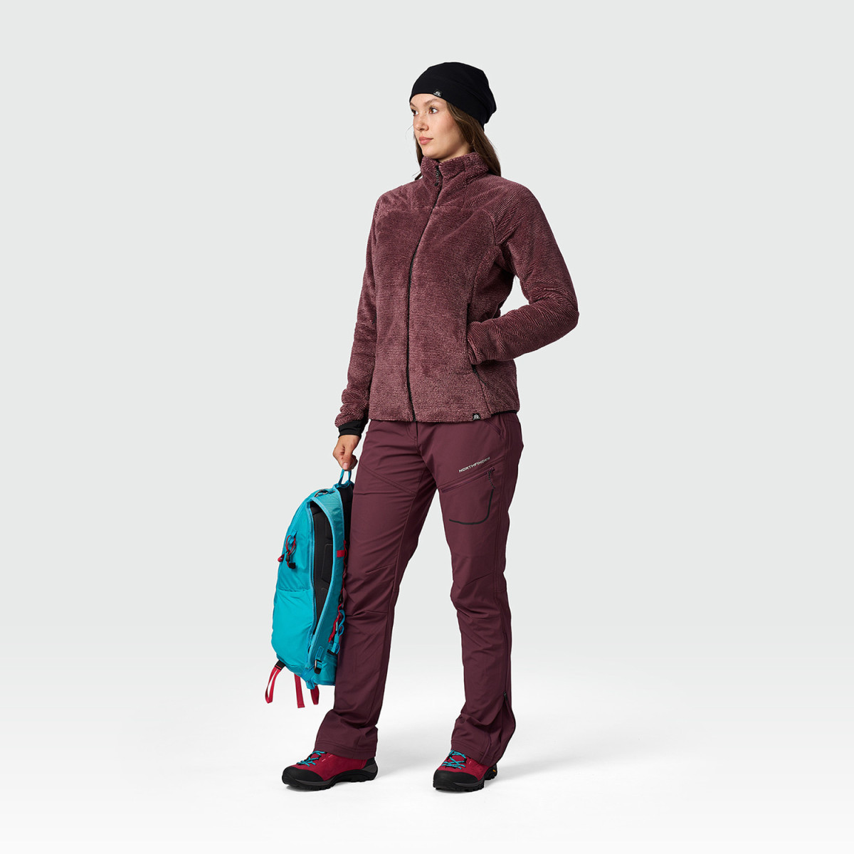 Hanorac fermoar fleece femei NORTHFINDER MARIANELA visiniu [5]