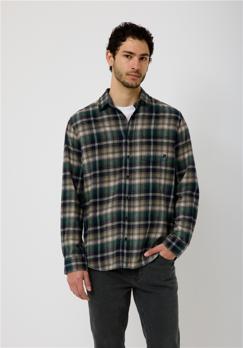 Camasa flanel bumbac barbati PADDOCK'S verde/negru [3]