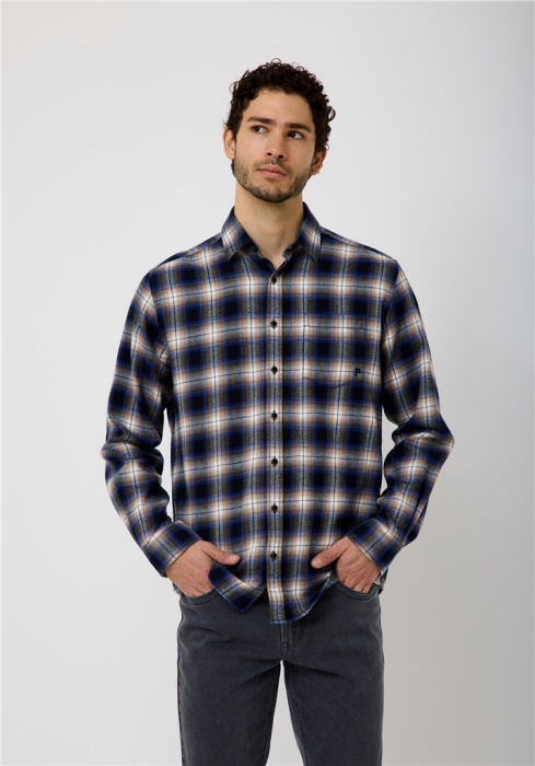 Camasa flanel bumbac barbati PADDOCK'S bej/a;bastru [3]