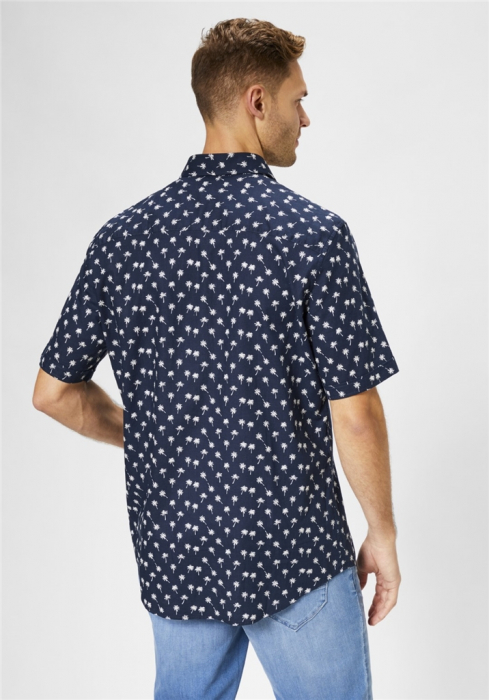 Camasa bumbac maneca scurta barbati PADDOCK'S Tulsa bleumarin print palmieri [5]