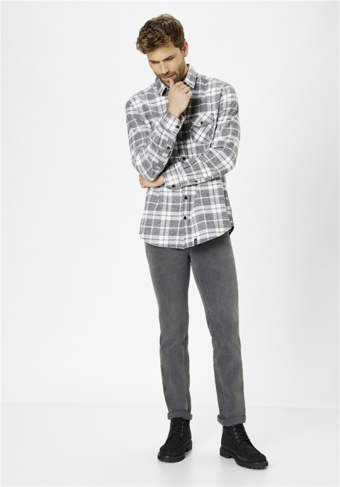 Camasa overshirt flanel barbati PADDOCK'S carouri alb/gri [7]