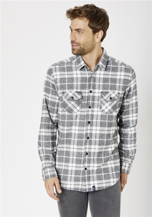 Camasa overshirt flanel barbati PADDOCK'S carouri alb/gri [2]