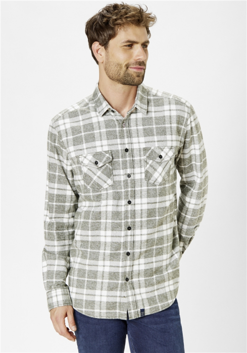 Camasa overshirt flanel barbati PADDOCK'S carouri alb/verde [2]