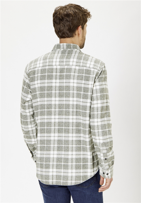 Camasa overshirt flanel barbati PADDOCK'S carouri alb/verde [6]