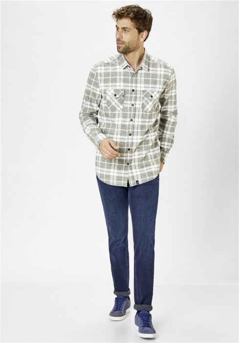 Camasa overshirt flanel barbati PADDOCK'S carouri alb/verde [7]