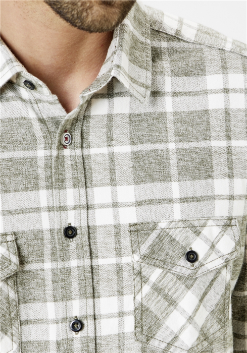 Camasa overshirt flanel barbati PADDOCK'S carouri alb/verde [3]