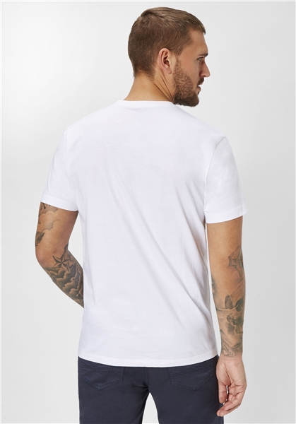 Tricou maneca scurta barbati PADDOCK'S O neck alb [2]