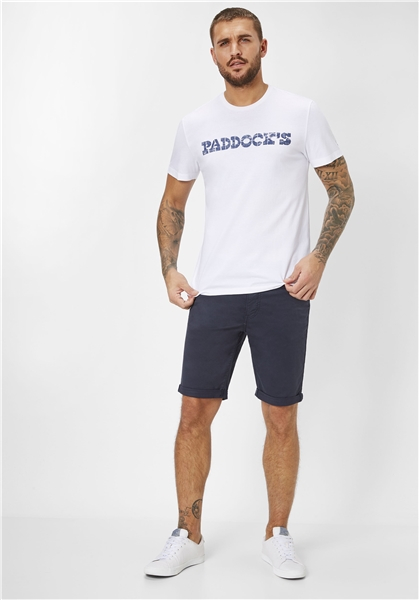 Tricou maneca scurta barbati PADDOCK'S O neck alb [6]