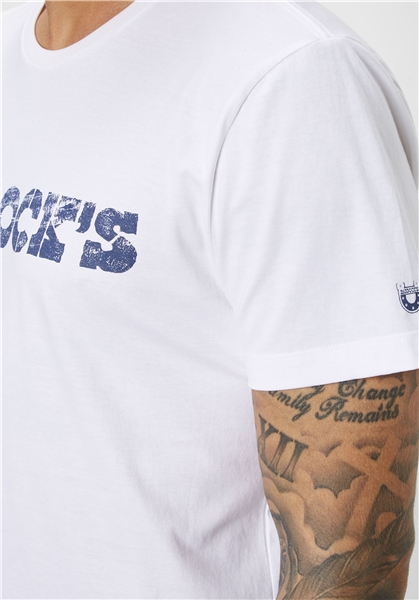 Tricou maneca scurta barbati PADDOCK'S O neck alb [5]