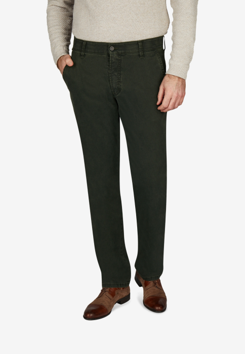 Pantaloni chino bumbac barbati CLUB of COMFORT Garvey 6421 verde inchis [5]