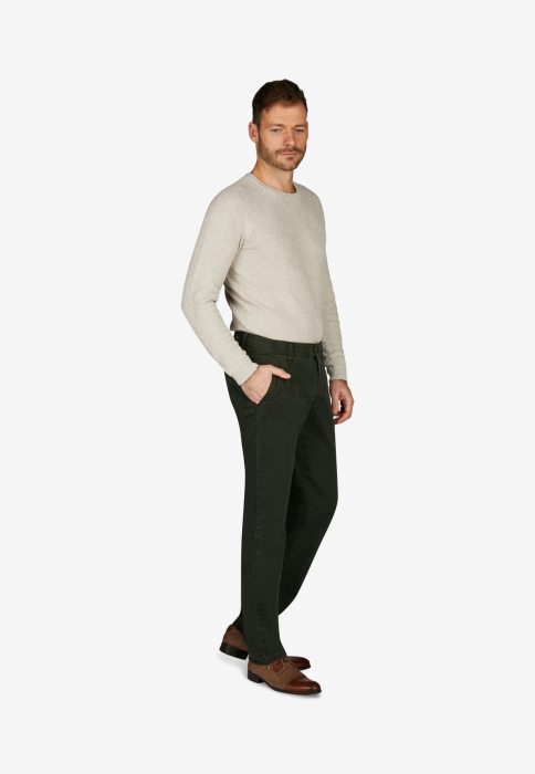 Pantaloni chino bumbac barbati CLUB of COMFORT Garvey 6421 verde inchis [9]