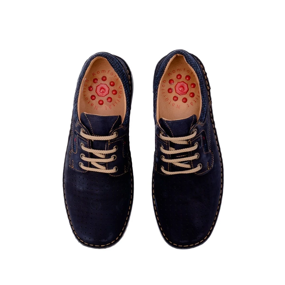Pantofi perforati piele intoarsa barbati OTTER bleumarin [2]