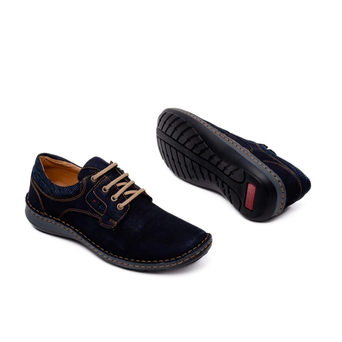 Pantofi perforati piele intoarsa barbati OTTER bleumarin [3]