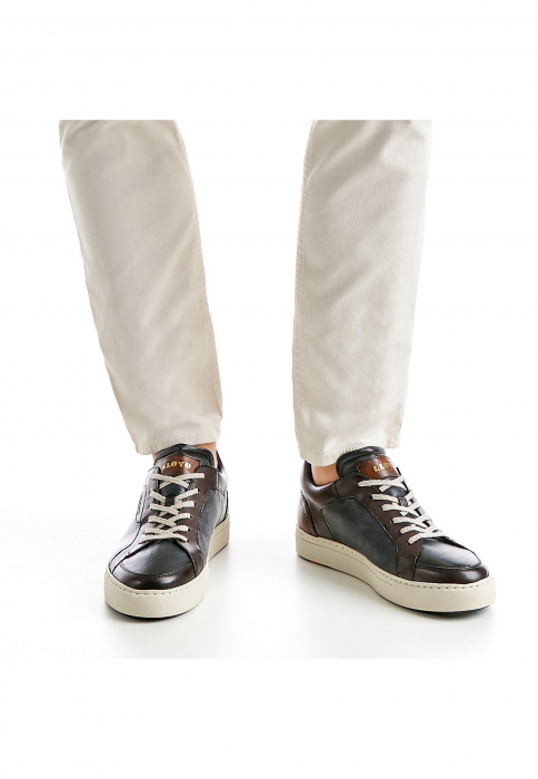 Pantof sneaker barbati piele LLOYD MALCOLM maro/bleumarin [2]