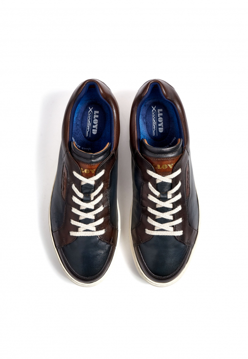 Pantof sneaker barbati piele LLOYD MALCOLM maro/bleumarin [4]