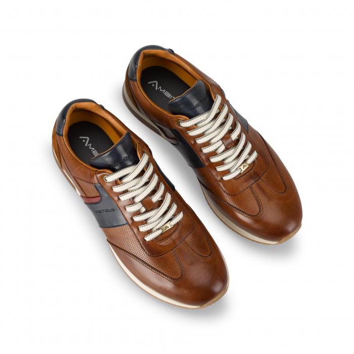 Pantofi piele sneaker barbati AMBITIOUS Slow coniac/bleumarin [4]