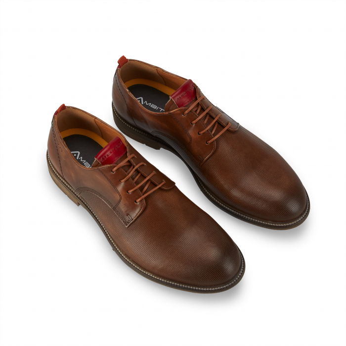 Pantofi piele perforata derby barbati AMBITIOUS Caye maro [3]
